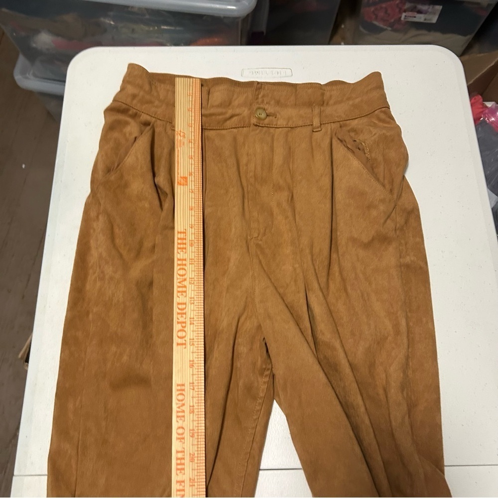 Free People Nightfall Vegan Suede Pants Camel Brown Size 10 M2 - Picture 8 of 9